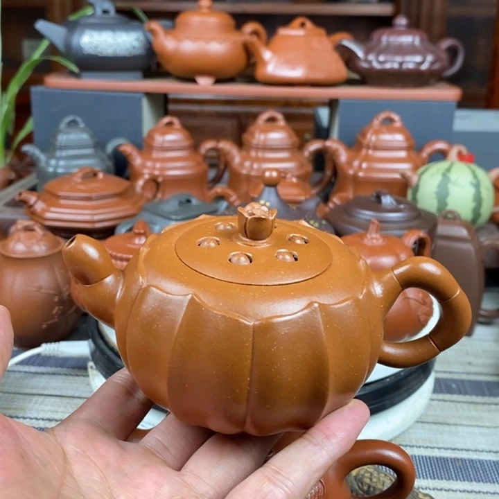 茶壶紫砂筋纹莲子150-260cc原矿朱泥特价