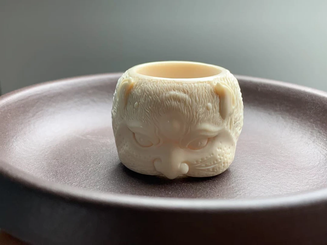 【虎虎生威】猛犸牙纯手工雕刻扳指