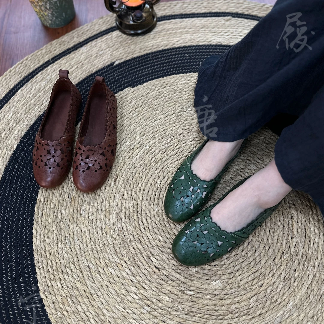 （清货）手工复古鞋春夏季软底平底舒适休闲镂空女鞋RA2506-52
