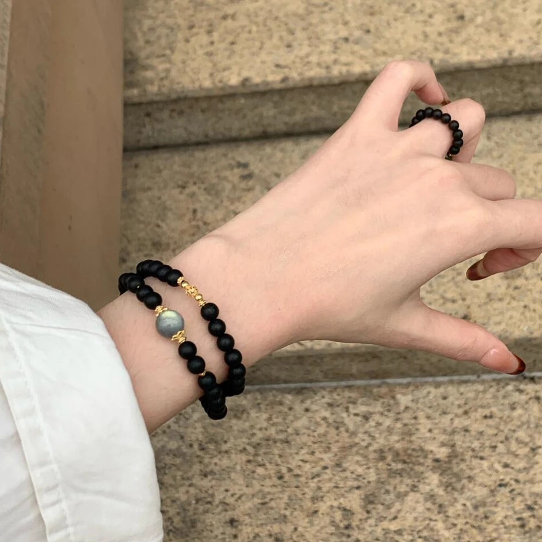 800银仿水晶手链 月光石串珠叠戴手链新中式简约轻奢高级感手饰女