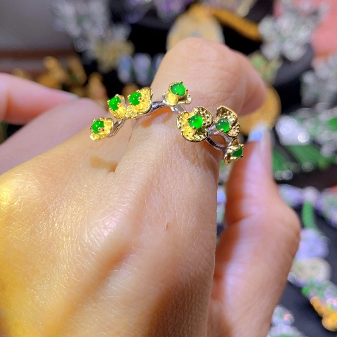 吊坠(不含链)银S925镶嵌翡翠