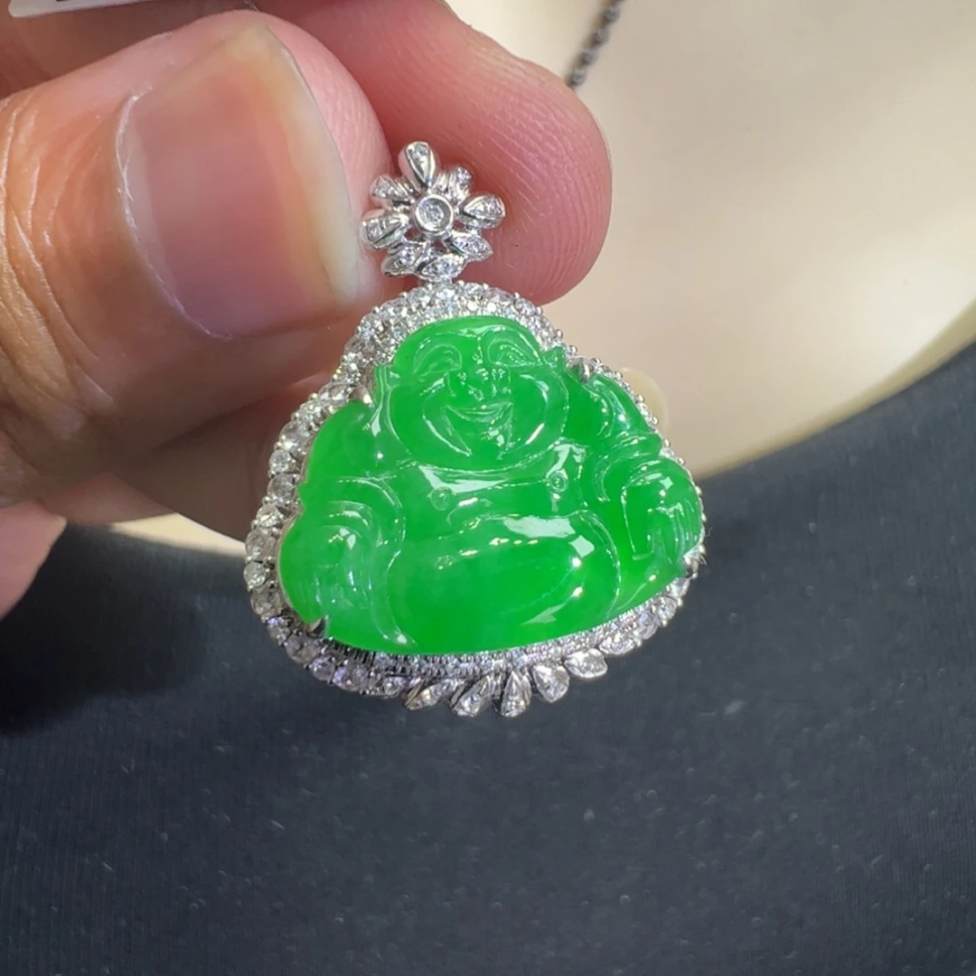 A***一翡翠18K金镶嵌吊坠(不含链)