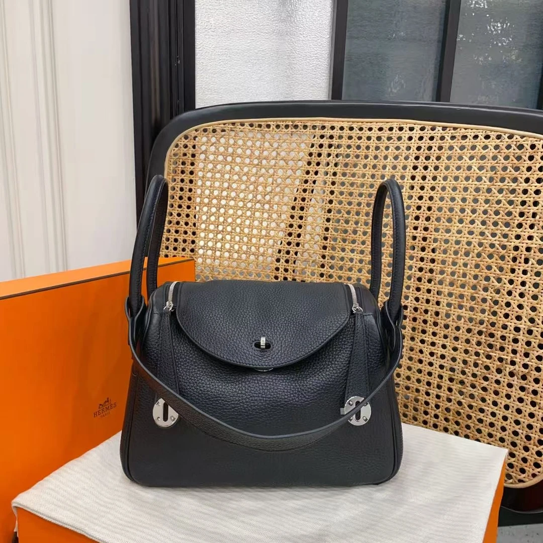 95新 Hermes/爱马仕 GGS爱马仕Lindy 26黑银tc 41621207