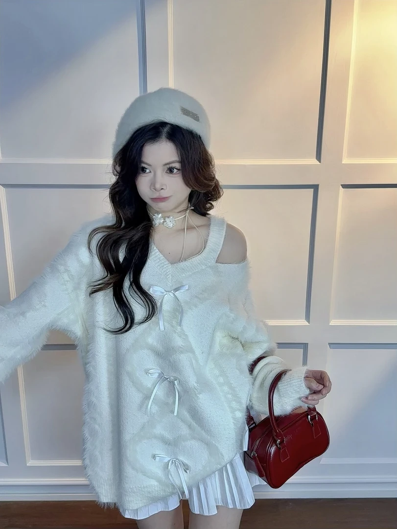 【B615-B999】NO退！！NO换！！2024冬季甜妹毛衣长袖针织衫学生慵懒风