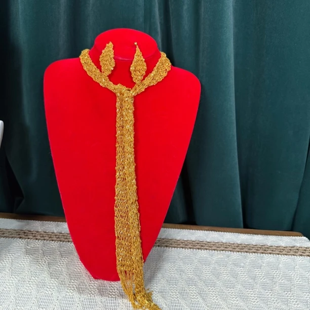 铜合金项链 铜合金TJ024围巾款首饰 项链耳环两件套围巾首饰