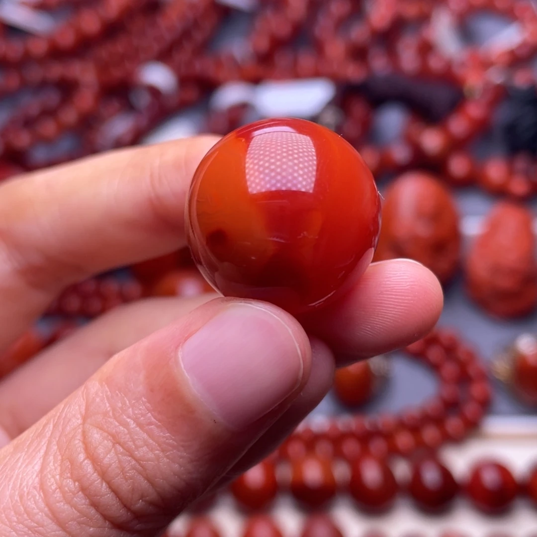 未镶嵌其他南红玛瑙20mm精品瓦西柿子红双色圆珠