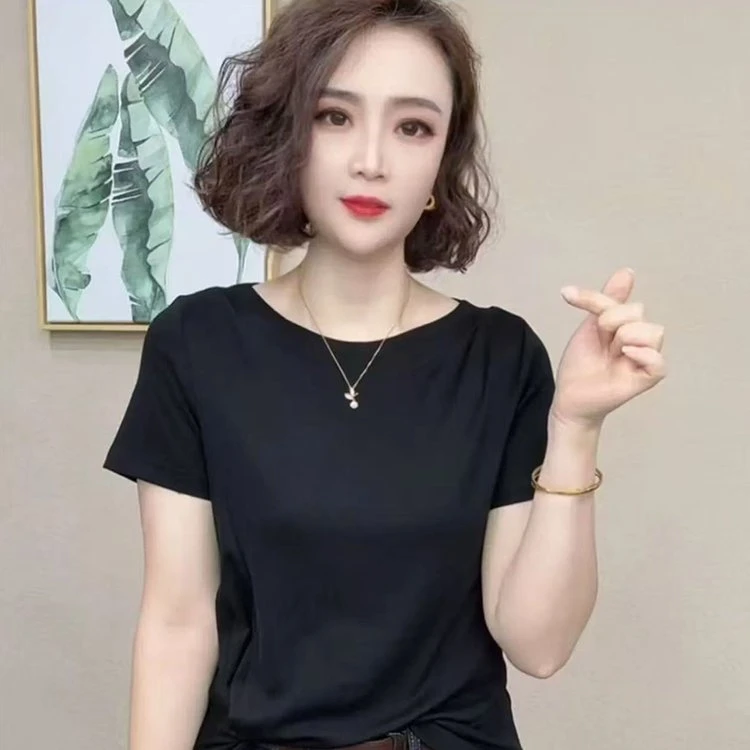 2025新款夏装时尚减龄百搭短袖上衣中年妈妈洋气显瘦宽松休闲T恤