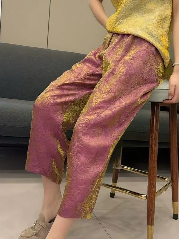 【富光锦】薄款扎花夏季休闲裤忆古朴拙裤子长裤提花古风休闲风2027