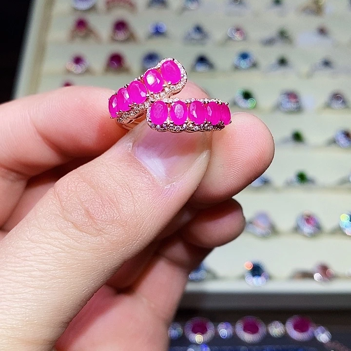 红宝石戒指银S925镶嵌11111