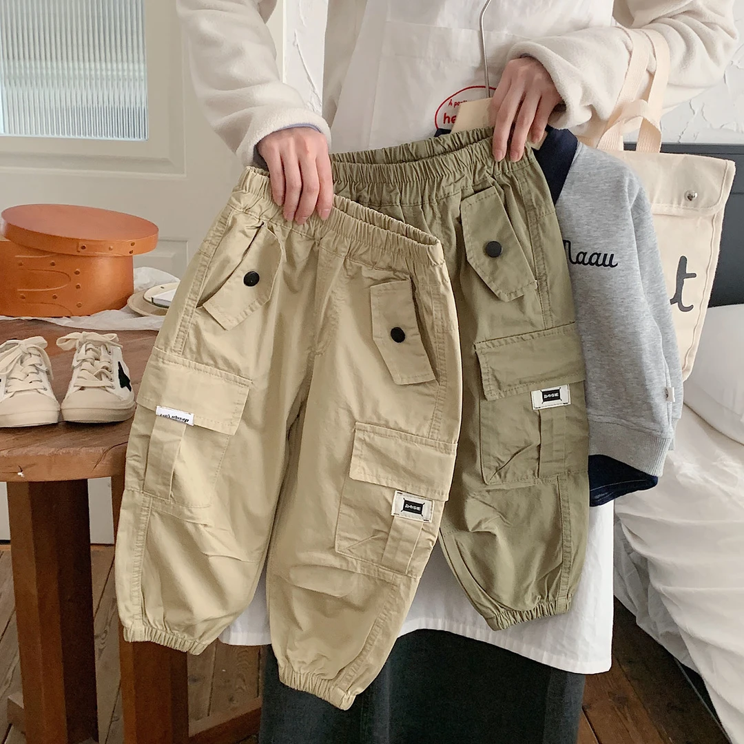 男童长裤春秋季中小童韩版宽松休闲裤男宝宝洋气百搭棉布工装裤子