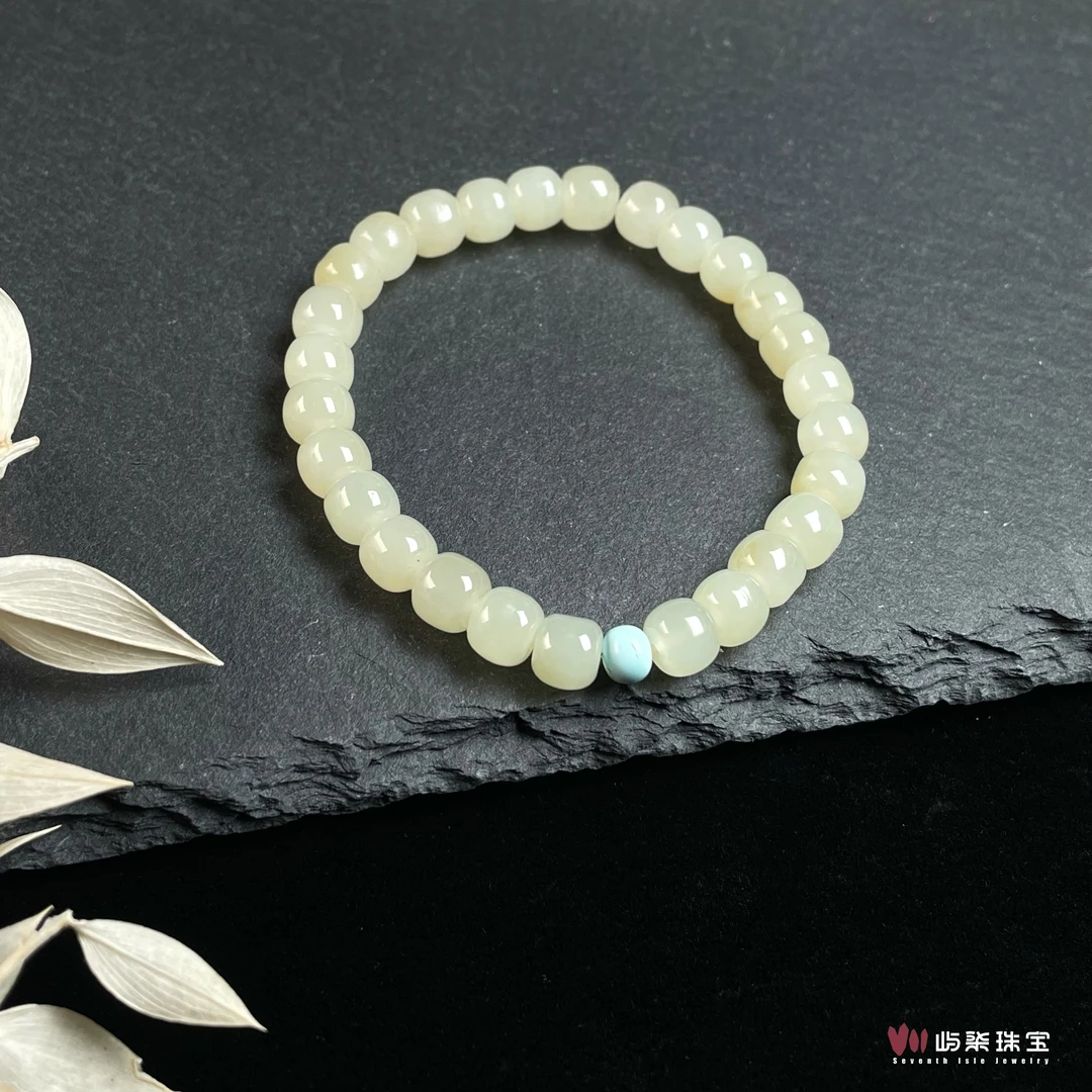 【要努力】F194 和田玉未镶嵌 浅唐老型单松手串