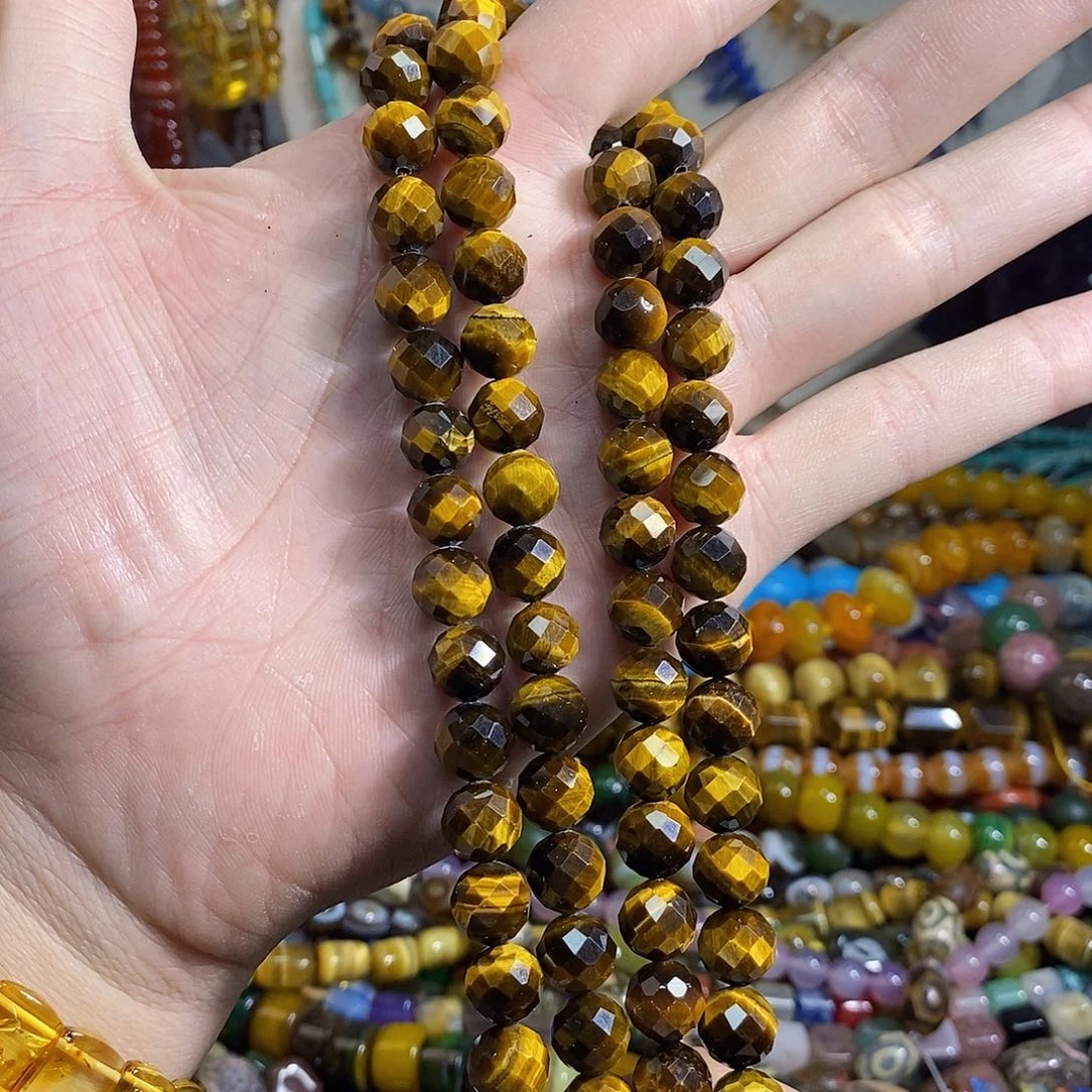 石英质玉未镶嵌，A品黄虎眼硬切10mm，