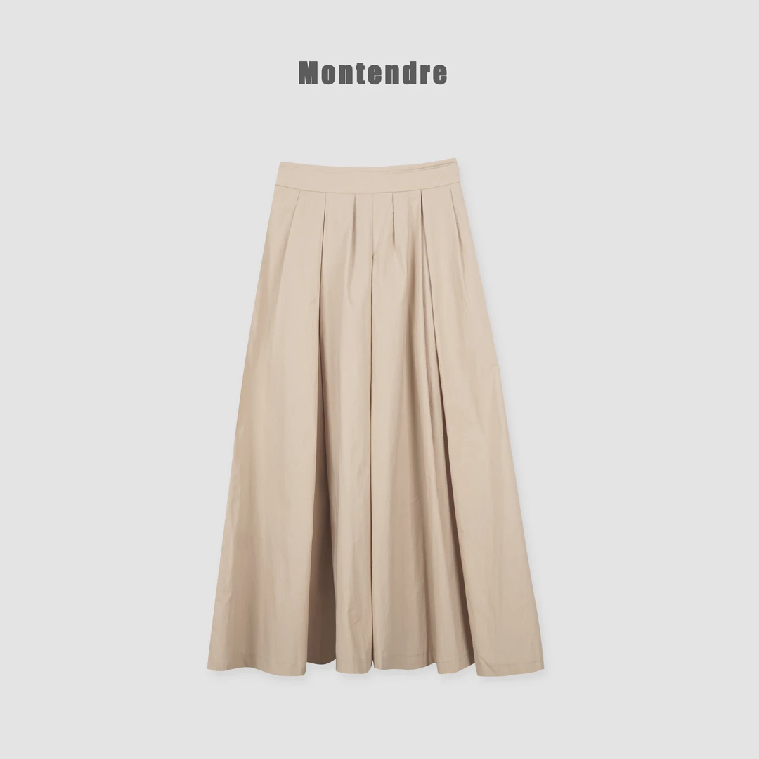 【MonTendre】夏季新款 D 时尚洋气小众百搭款女装纯色百褶半身裙