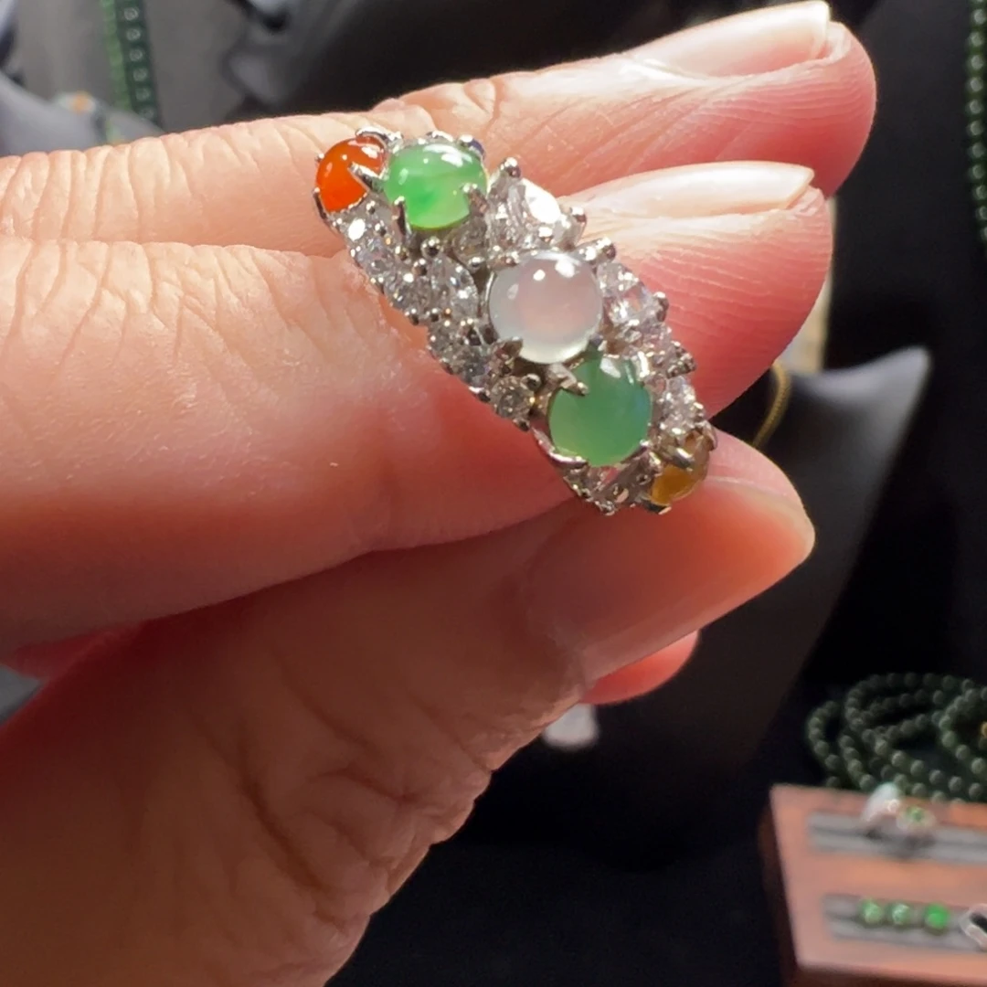 翡翠银S925镶嵌戒指