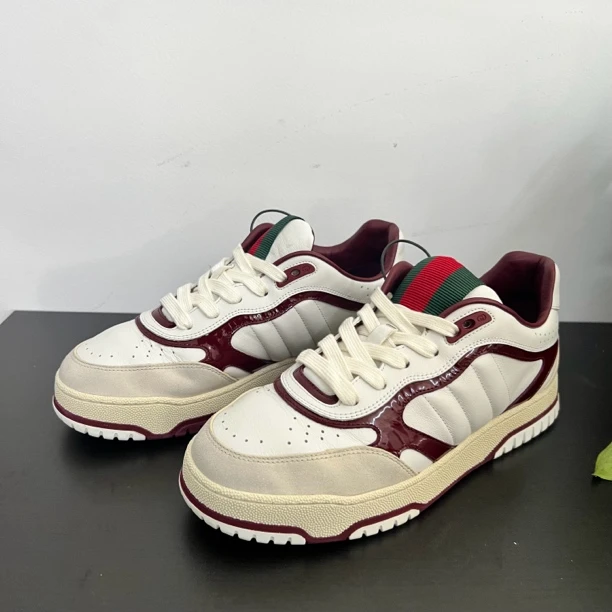 95新 GUCCI/古驰 40欧码Re-web白红撞色板鞋/新款/时尚/百搭/