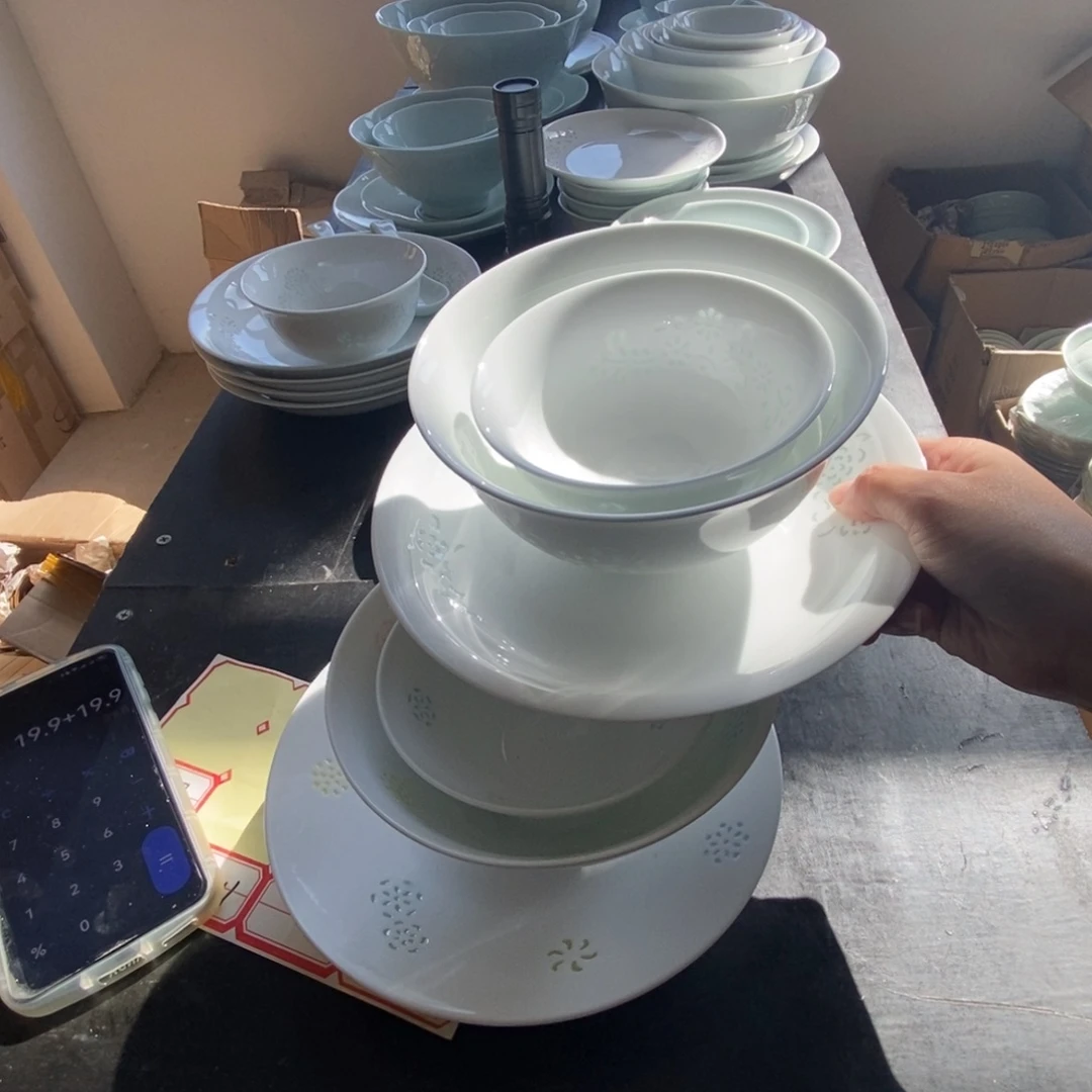 陶一套7彩玲珑一套白玲珑送俩双青筷子