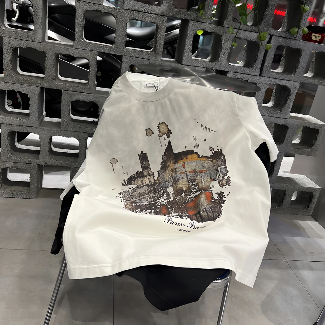 几凡【59073】秋冬款 高克重纯棉短袖 微宽松 潮流 圆领宽松 纯棉