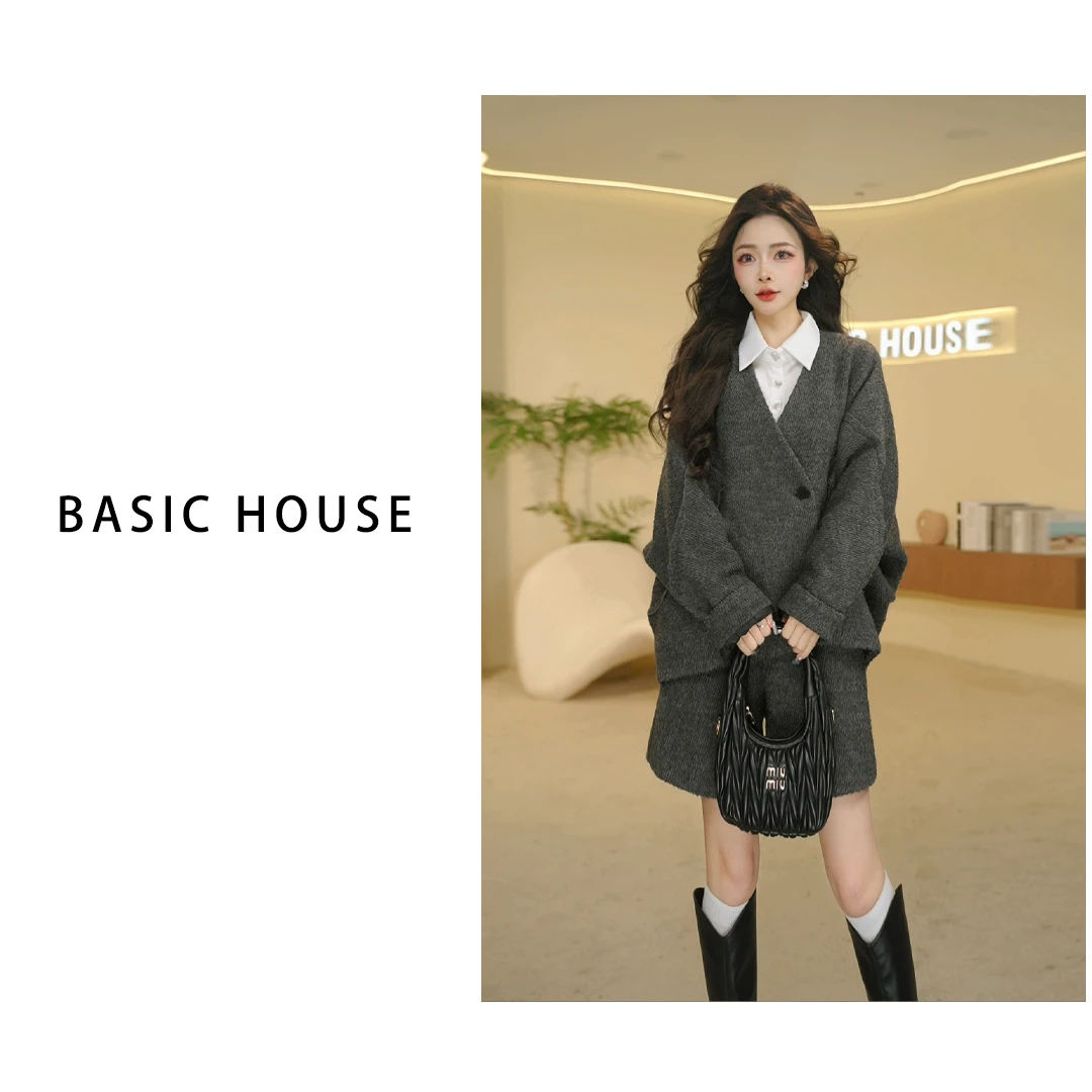 Basic House/百家好25新款设计师百搭休闲气质慵懒感时尚两件套装