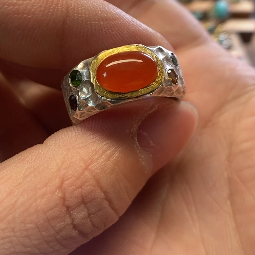 【闪购商品】南红玛瑙戒指足银镶嵌梦****爱