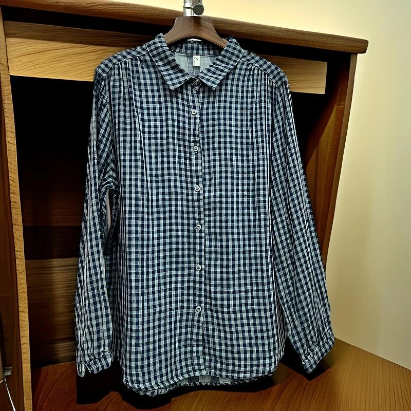 2025新建衣库春季新款格子纽扣衫302