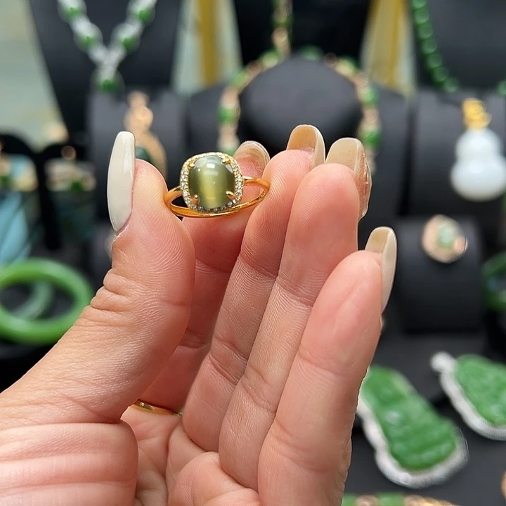 和田玉银S925镶嵌戒指