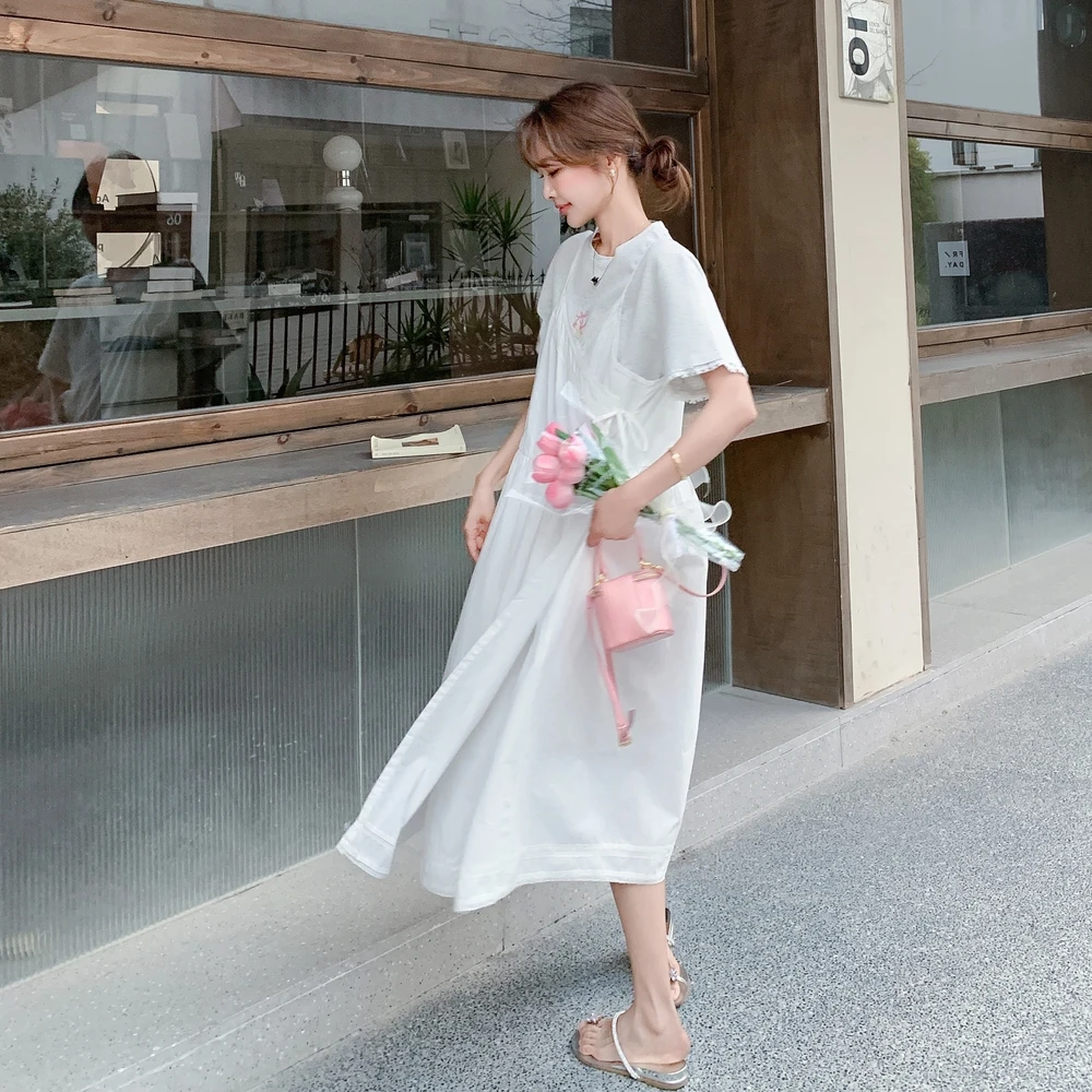 时尚百搭高级感吊带连衣裙套装女2025夏季新款搭配T恤印花减龄潮