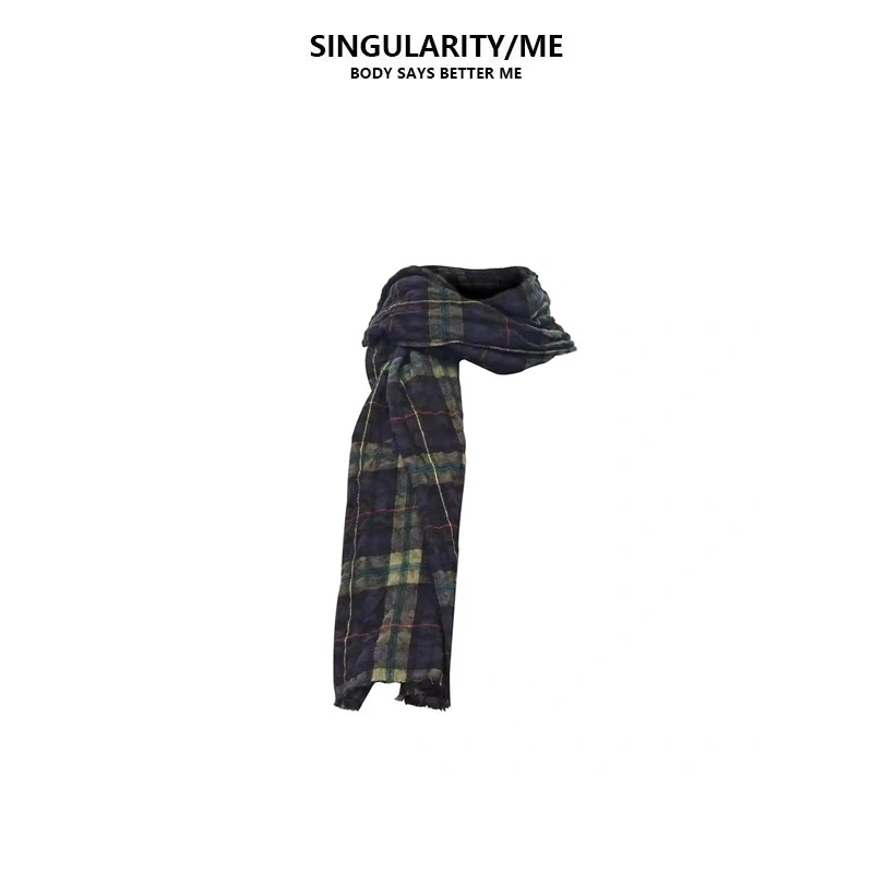 Singularity Me9A 8310 复古秋冬氛围感百搭单品格子撞色格纹围巾