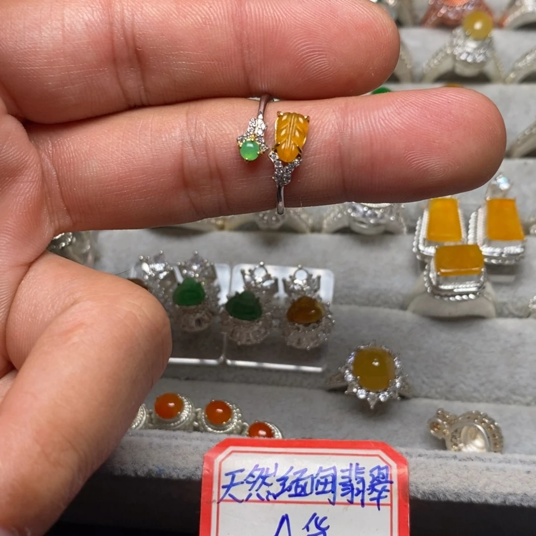 翡翠戒指银S925镶嵌戒指