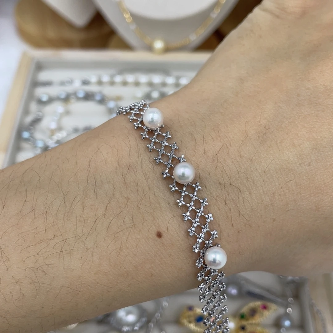 海水珍珠银S925镶嵌手绳