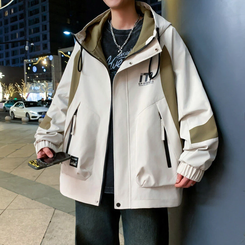 2025春秋季新款夹克男生外套男装青少年学生上衣百搭连帽潮流帅气