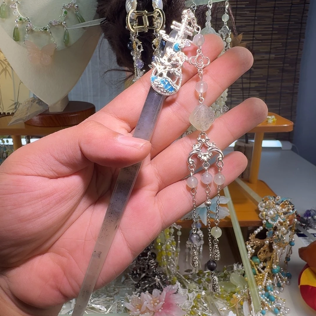 蛇纹石玉合金发饰
