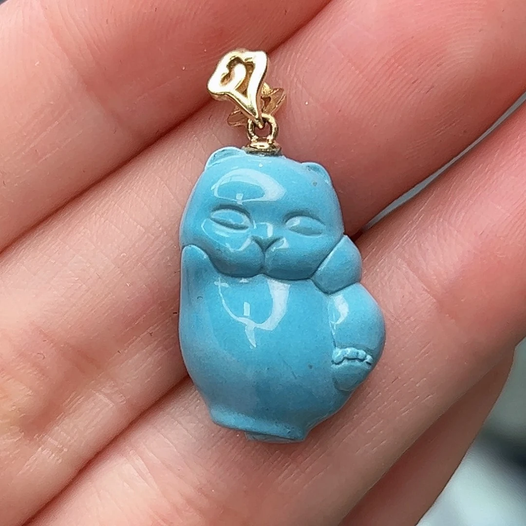 绿松石珠宝奇石18K金镶嵌