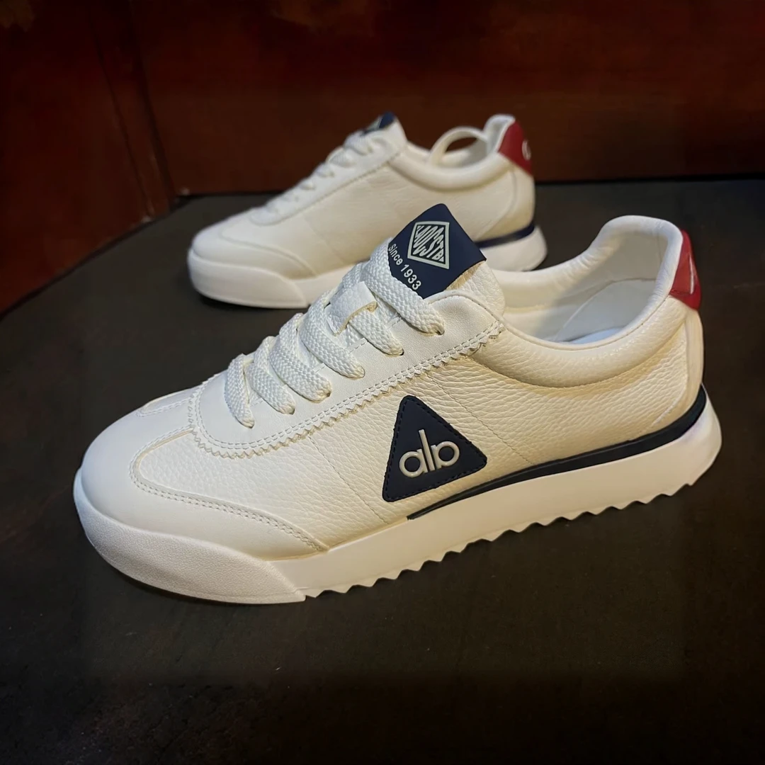 阿甘鞋男2025新款秋季时尚男鞋低帮轻便透气休闲纯皮小白鞋轻