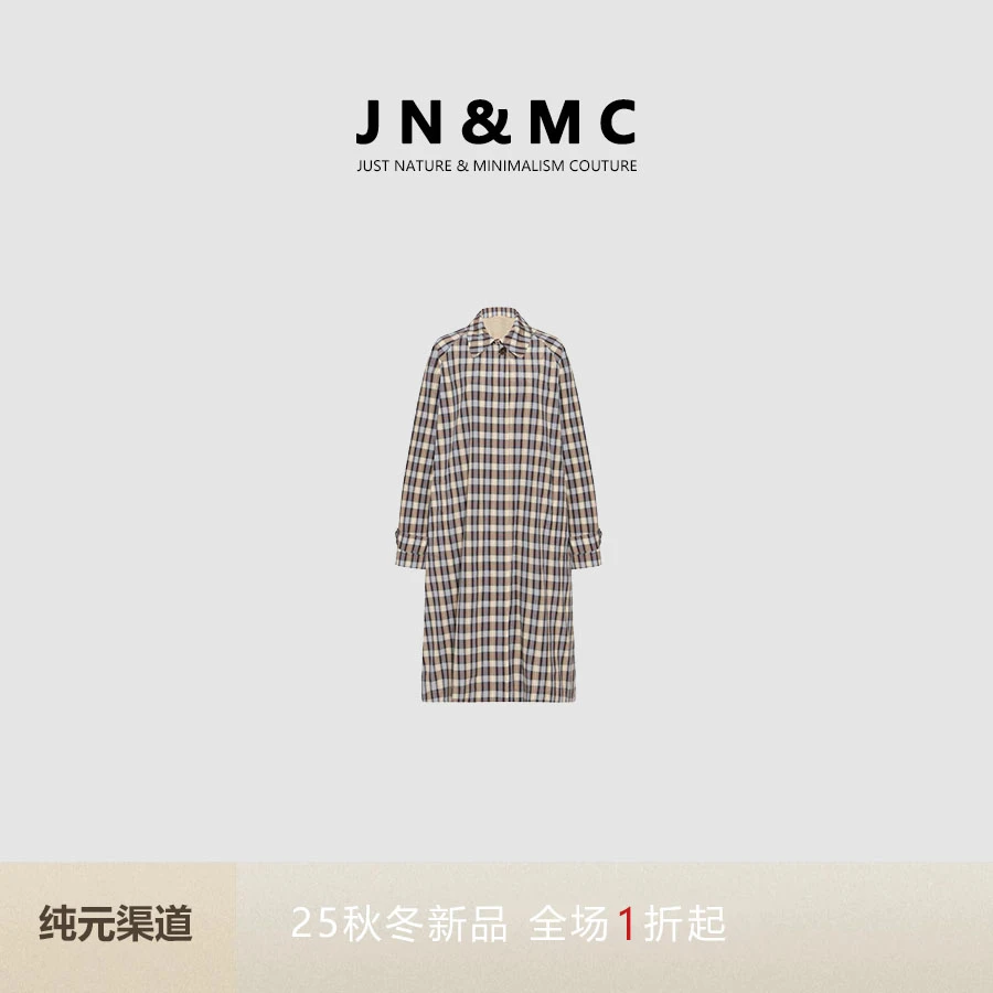 T*ROW渠道 ｜卡姆登格纹混纺中长款风衣外套 DM72FC0023