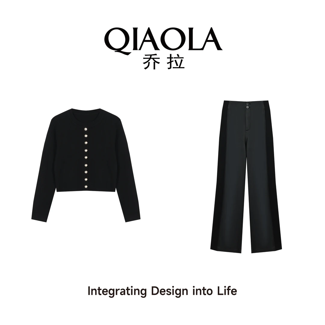 QIAOLA/乔拉【银辉之夜】早春季新款正肩小众设计时尚百搭套装预售