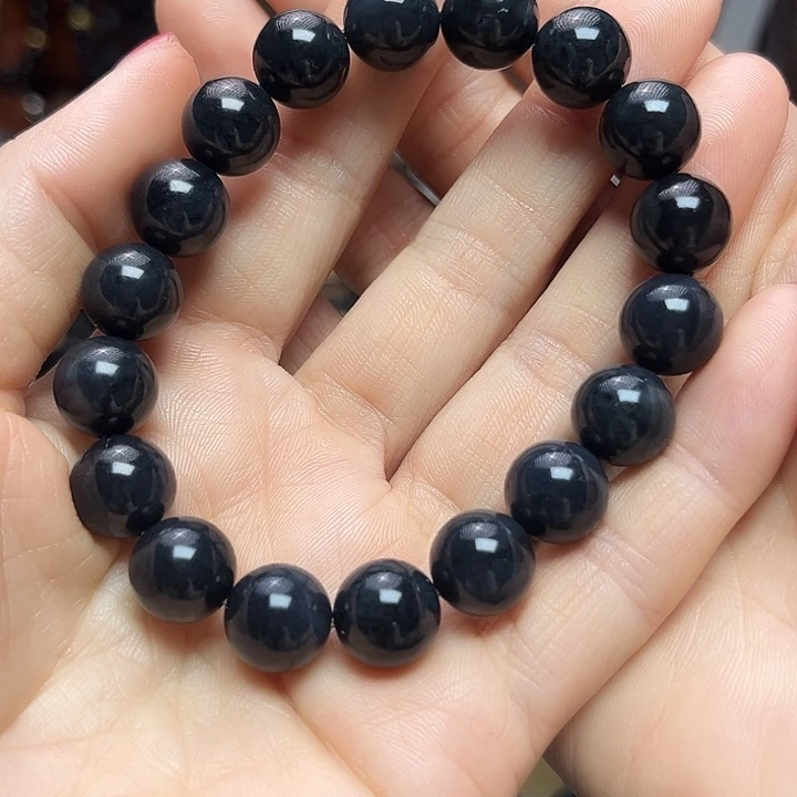 和田玉（墨玉）未镶嵌颈饰卡12圆珠福利款