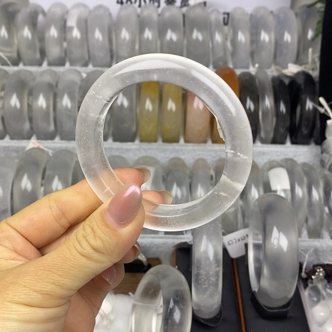 石英质玉未镶嵌手镯53.2白冰刚光飘雪泥鳅背抠手包容6691