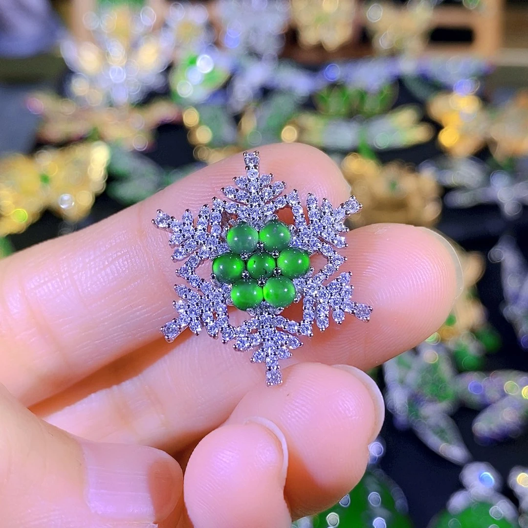 吊坠(不含链)银S925镶嵌翡翠