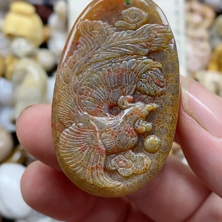 颈饰未镶嵌硅化珊瑚（珊瑚玉）