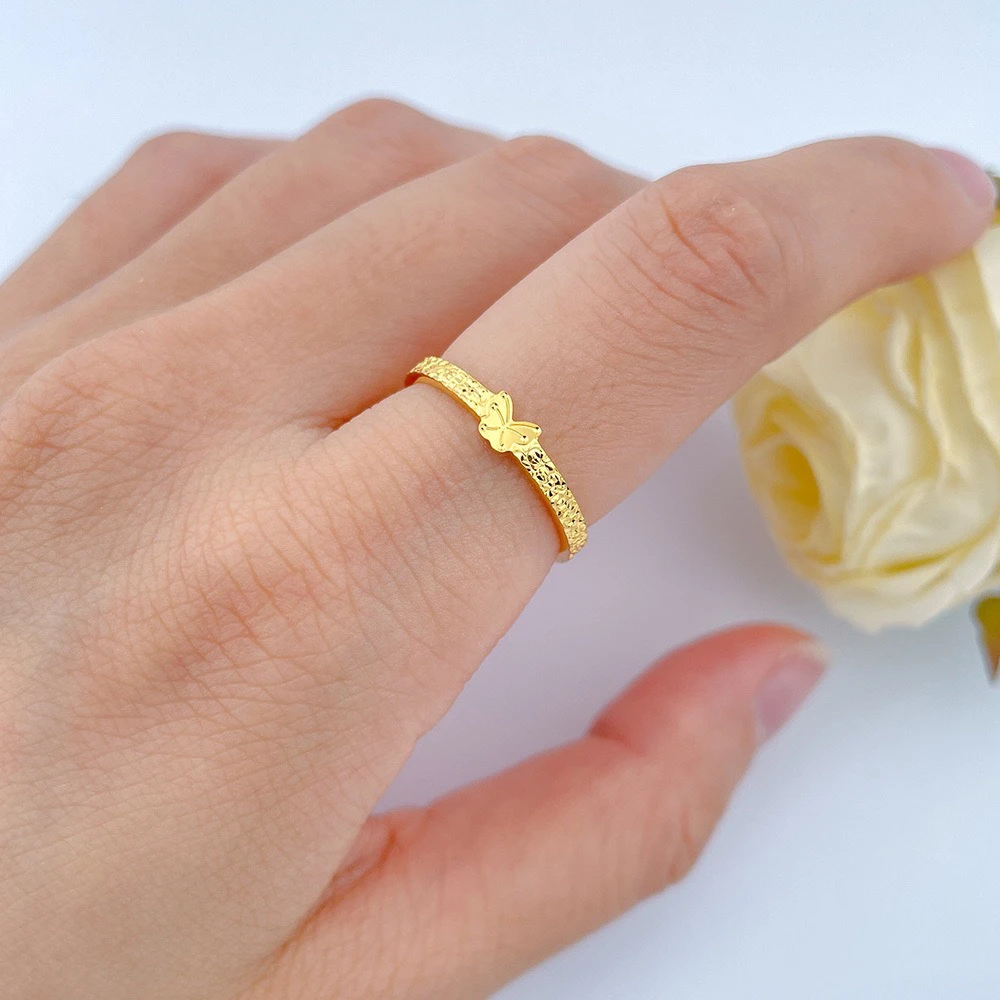 足金999碎碎冰蝴蝶戒指仙女气质时尚