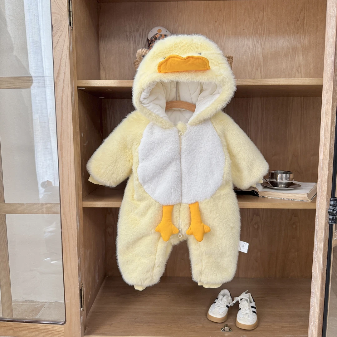 【反季】毛毛衣婴童宝宝卡通小黄鸭时尚冬款加厚爬服