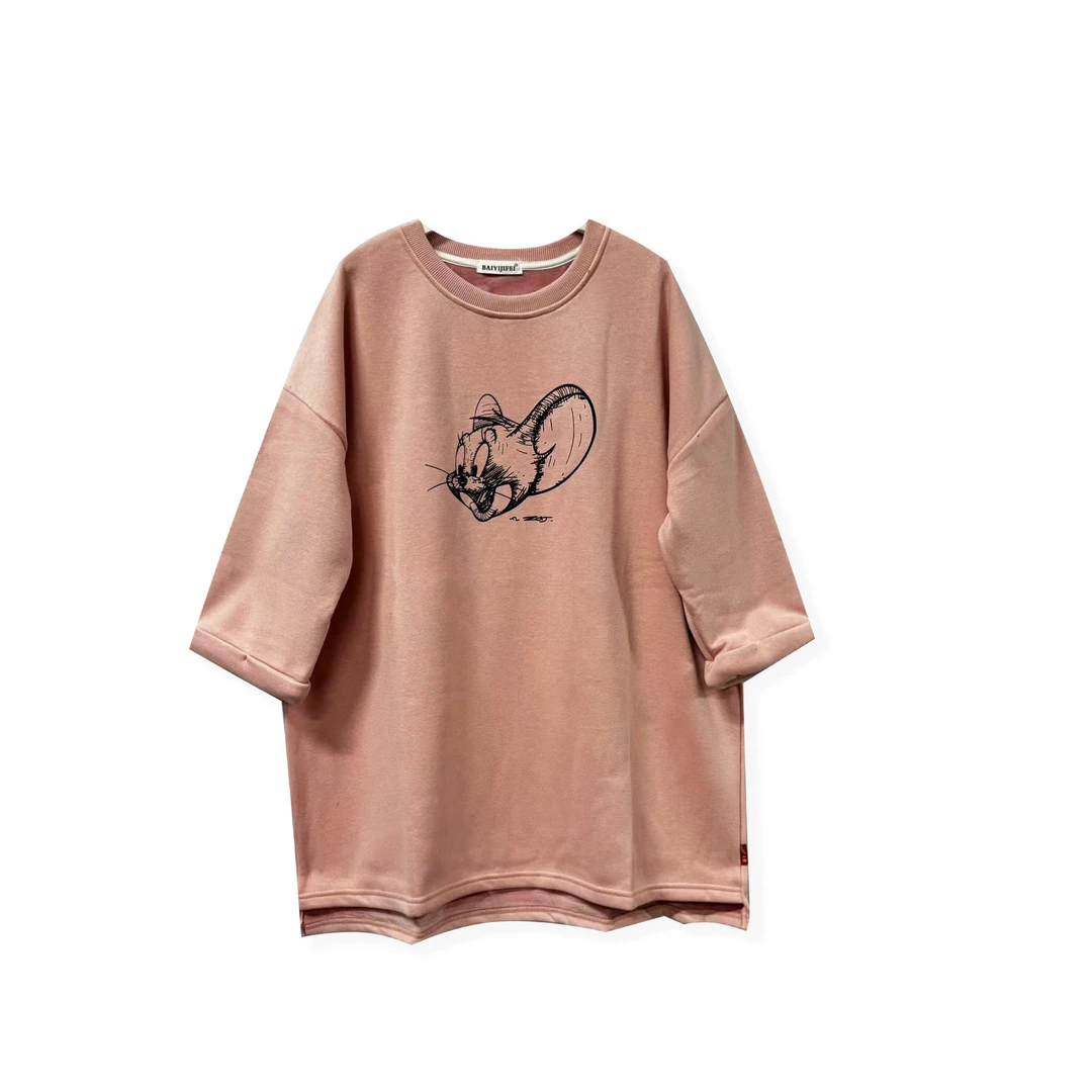 现货！大板七分袖加绒不规则对称加绒卫衣FG1123