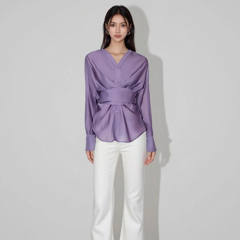 2025夏季高级感衬衫长袖不规则时尚百搭SHBZA917679