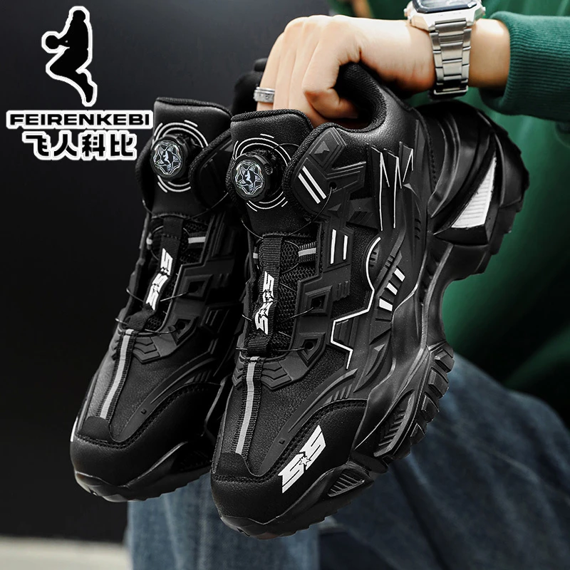 飞人科比男鞋2025秋季新款皮面时尚休闲运动鞋百搭厚底增高老爹鞋