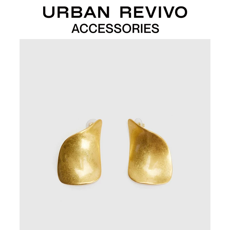 URBAN REVIVO2025春季新款女士复古立体金色耳环首饰UAWA50017