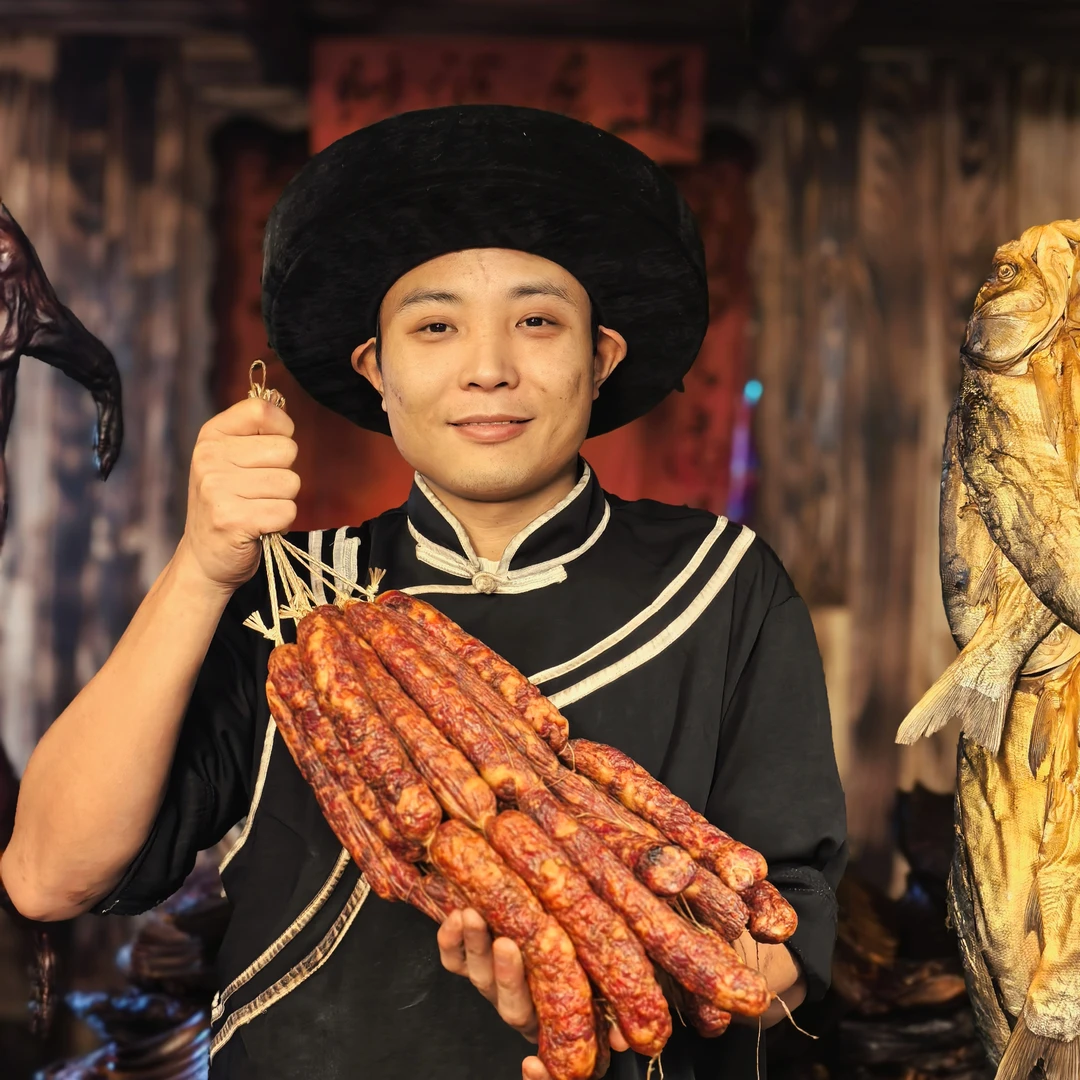 （5斤香肠）土家烟熏腊香肠（微麻微辣）恩施土家烟熏腊香肠自然风味