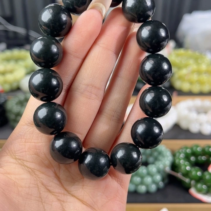 和田玉未镶嵌手链纯天然和田玉16mm新疆青玉