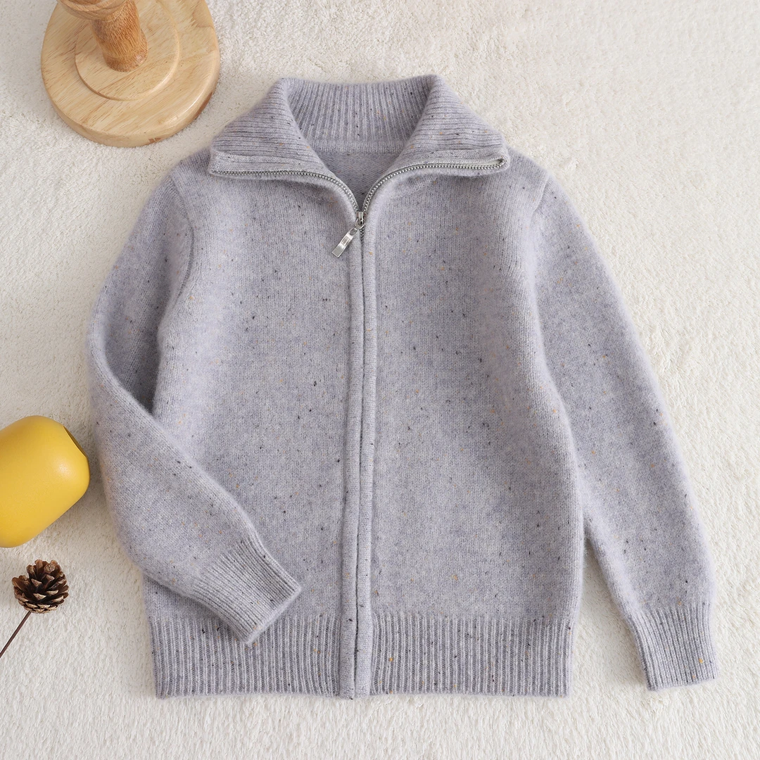儿童秋冬加厚100%纯羊毛衫男童韩版毛衣外套女童宽松开衫打底衫