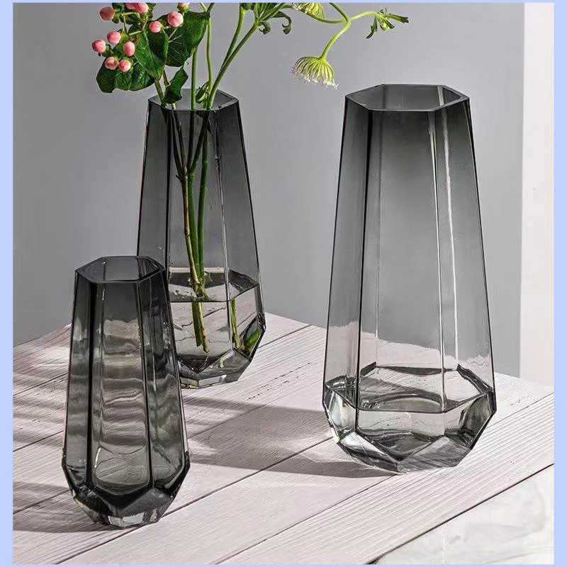 轻奢小花瓶创意高颜值家居简约客厅透明水养鲜花插花玻璃花瓶D269