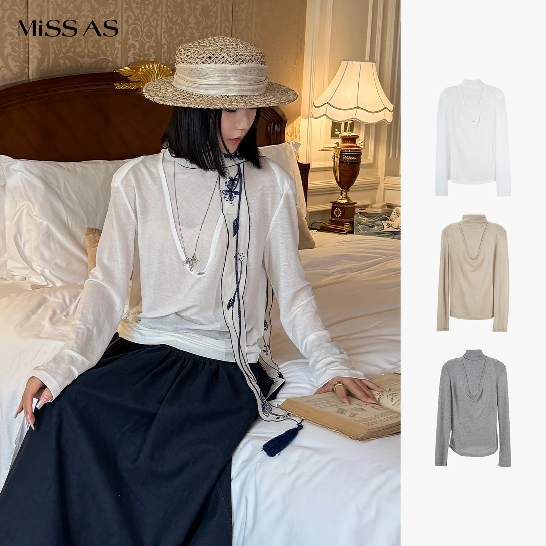 【YOEYYOU】假两件高领上衣女25秋季新品MISSAS买手店